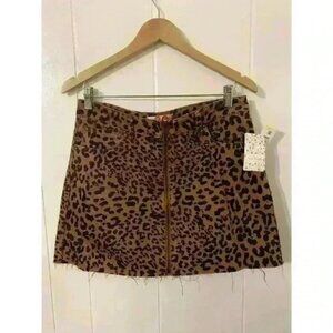 Free People, We the Free Size 30 Leopard Print Zip Front Mini Skirt NWT